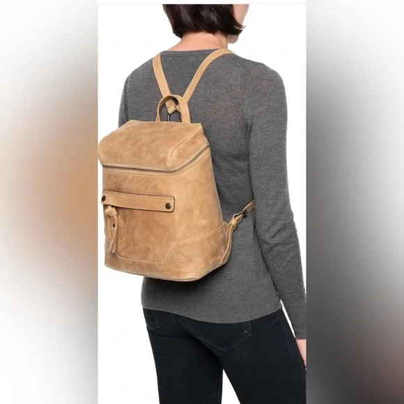 Frye Melissa Leather Zip Backpack Gray Grey Retail $358 - Picture 13 of 13